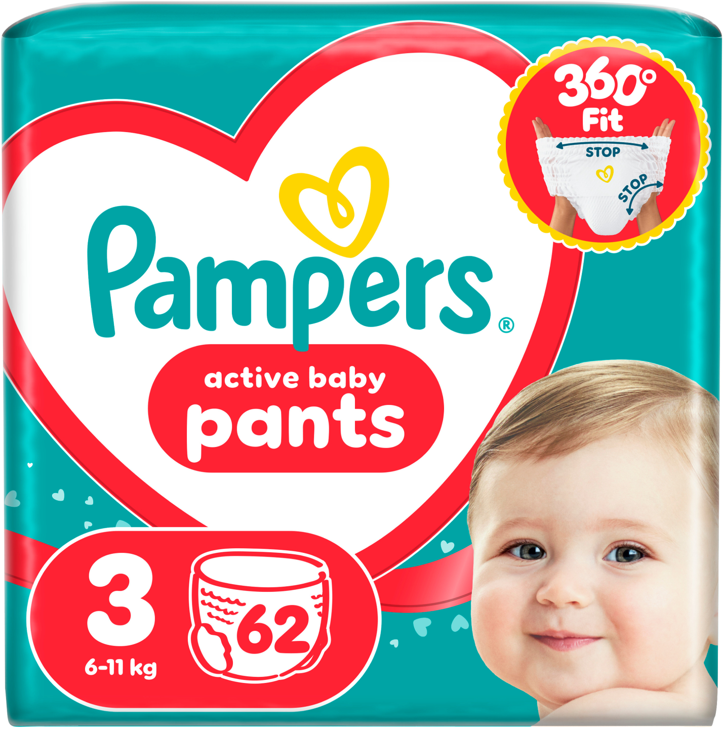 Одноразовые подгузники-трусики Pampers Active Baby Pants Размер 3 (6-11 кг) 62 шт. (80815116)